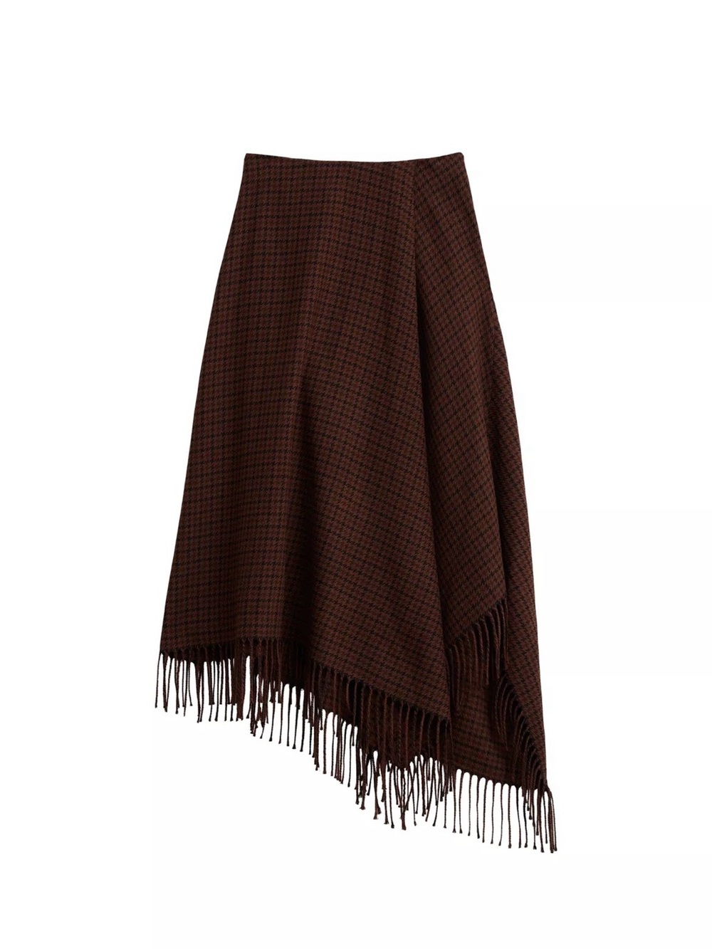 NWT! Zara Studio Limited Edition Asymmetric Fringe Skirt - Brown